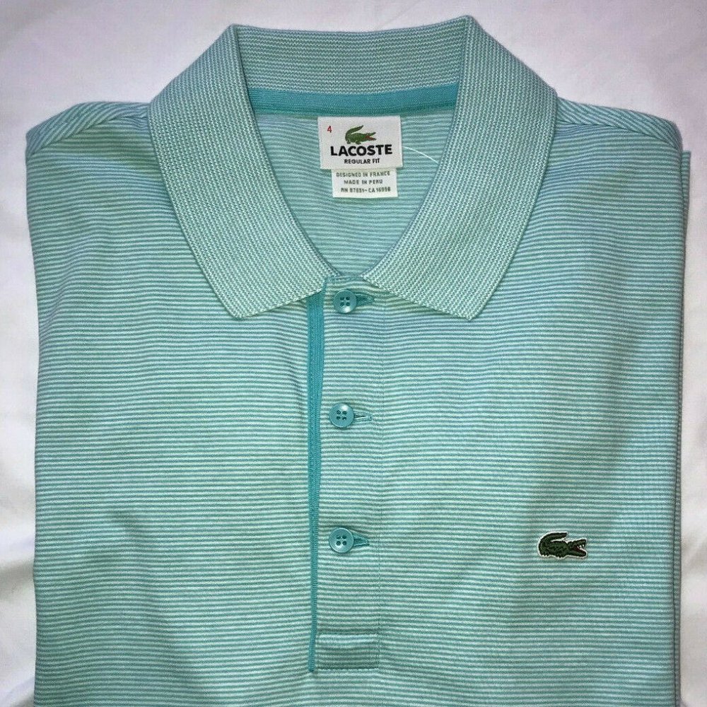 🐊LACOSTE REGULAR FIT POLO, Striped Mint_NWT